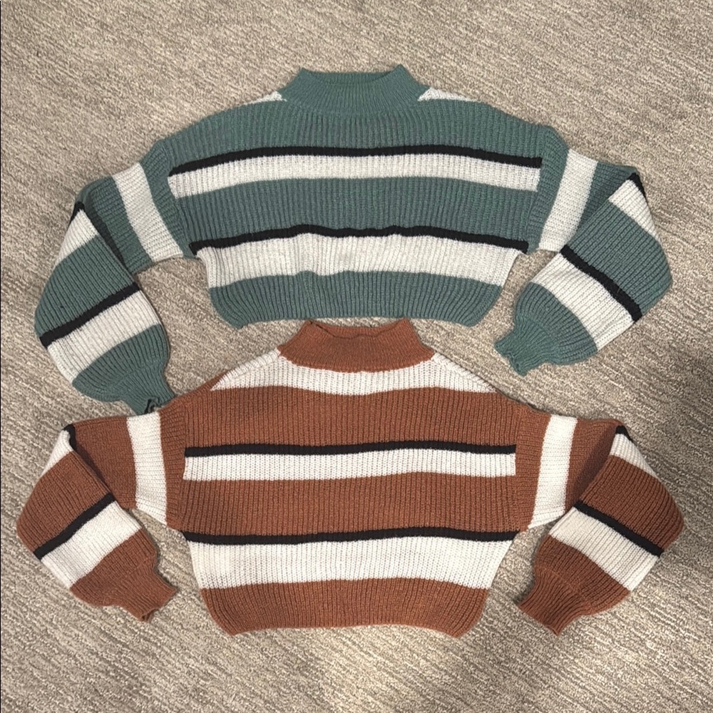 Striped Green and Brown Women's Sweaters